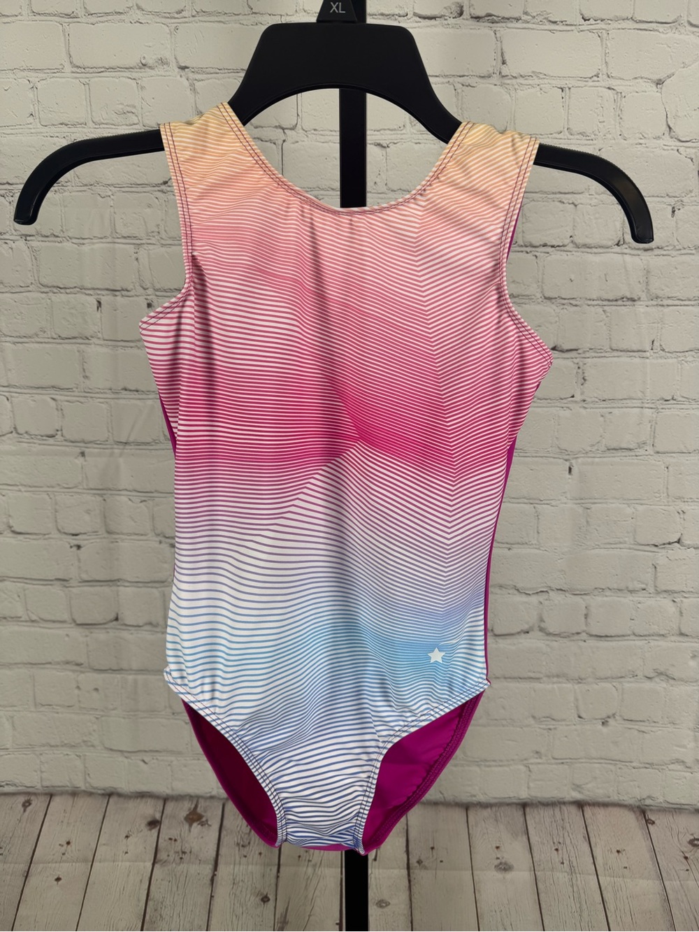 Destira Gymnastics Leotard Ombre Sunset Stripe Girls Child Size XL 12